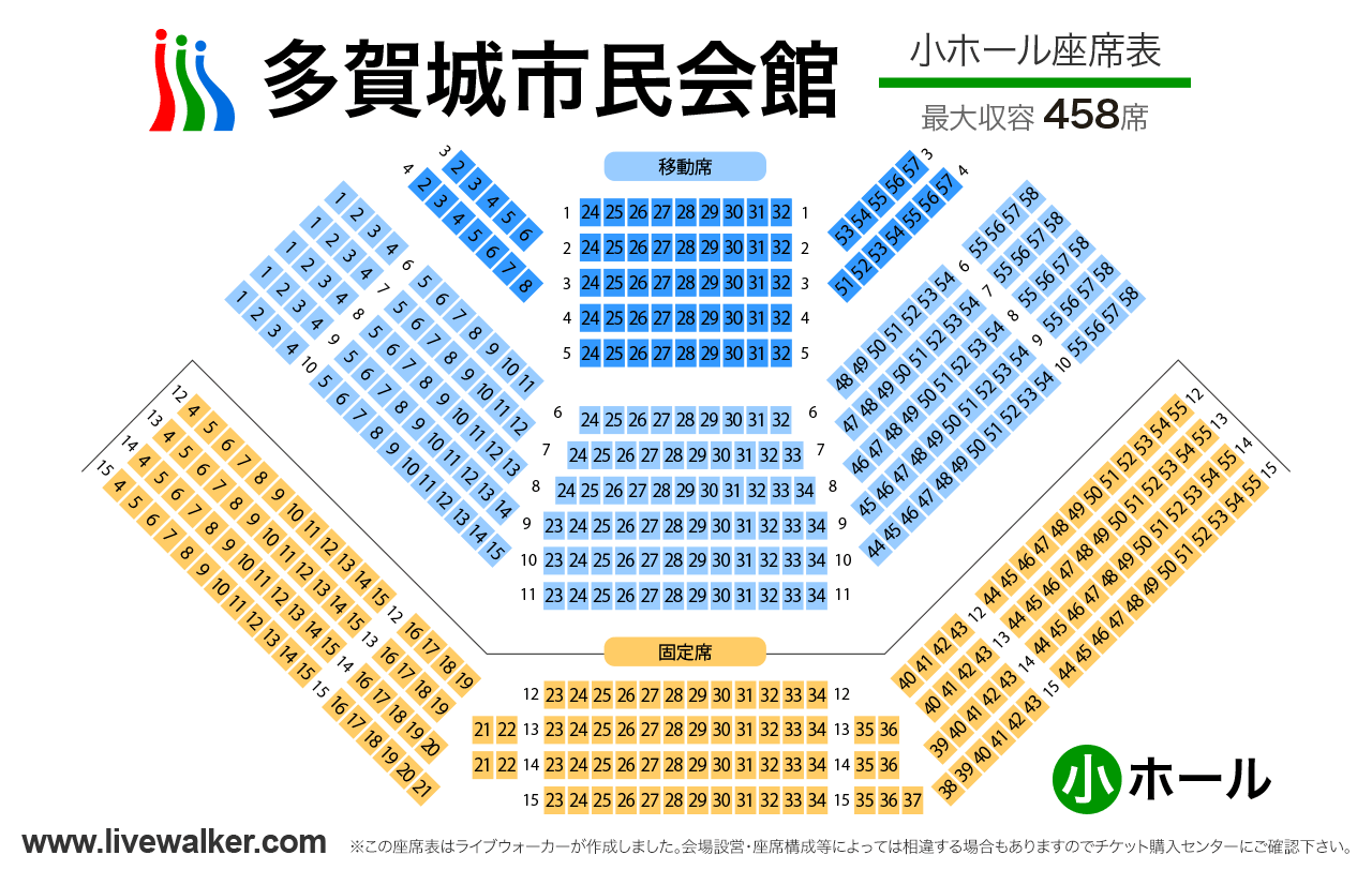 多賀城市民会館小ホールの座席表