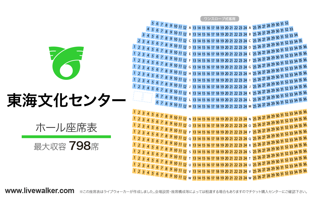 東海文化センターホールの座席表