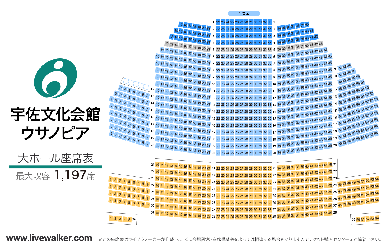 宇佐文化会館・ウサノピア大ホールの座席表