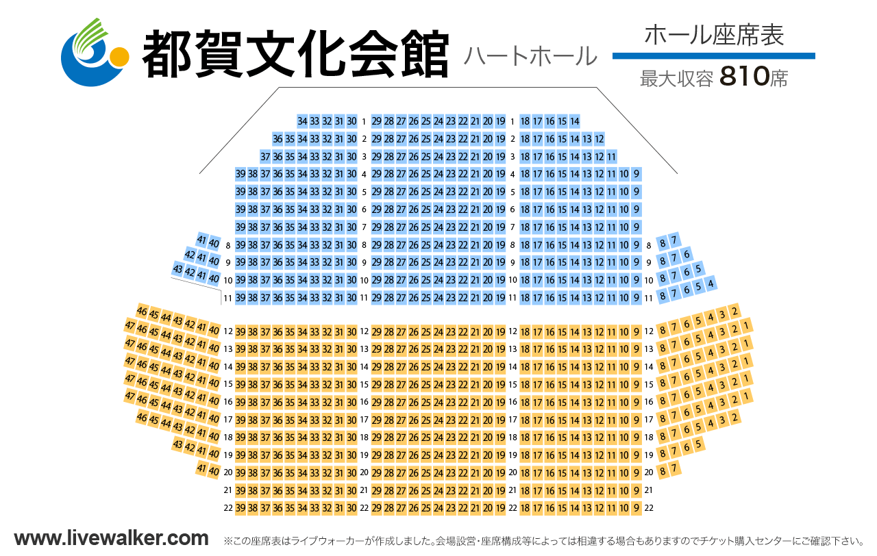 都賀文化会館ホールの座席表