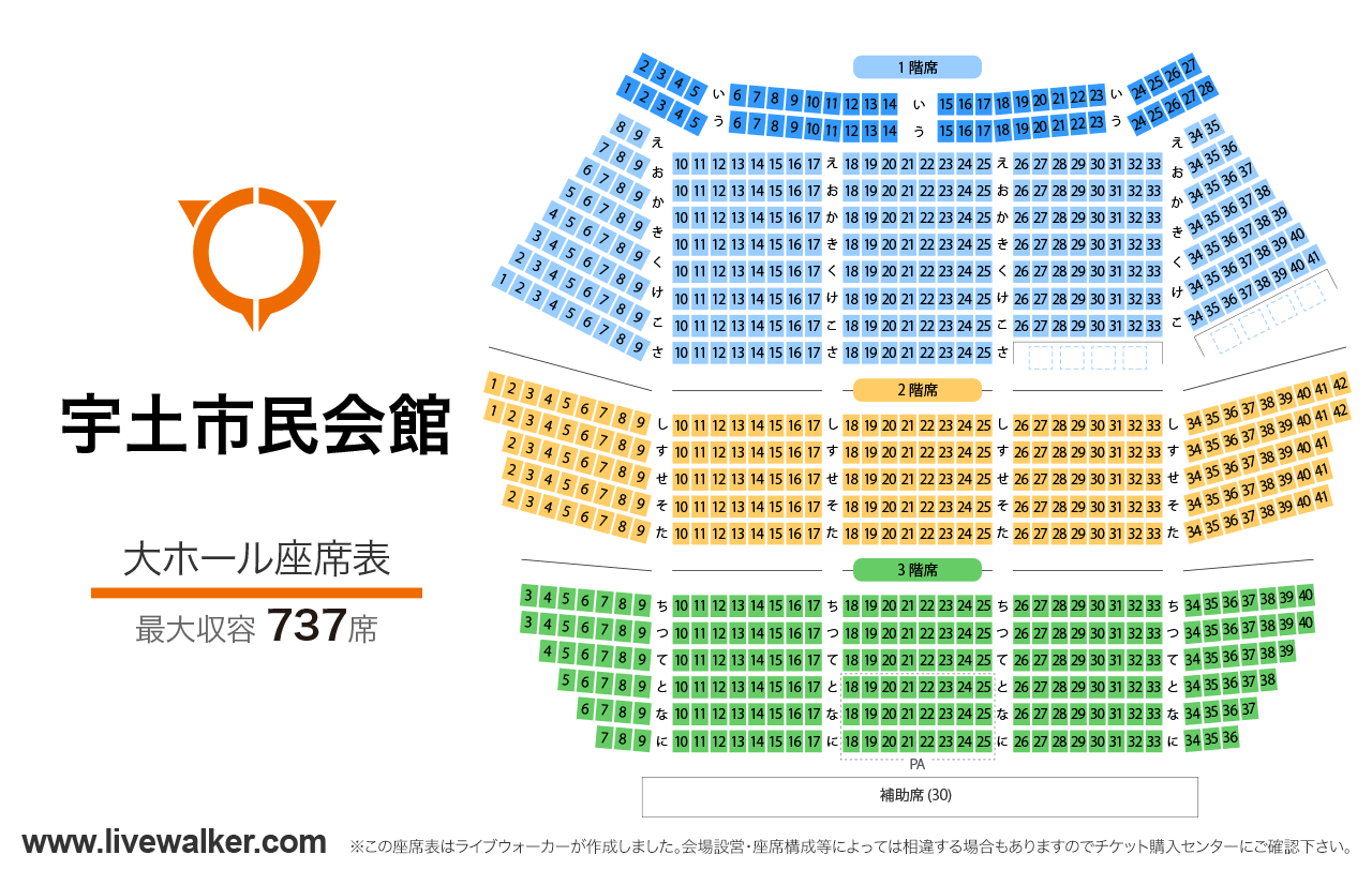 宇土市民会館大ホールの座席表