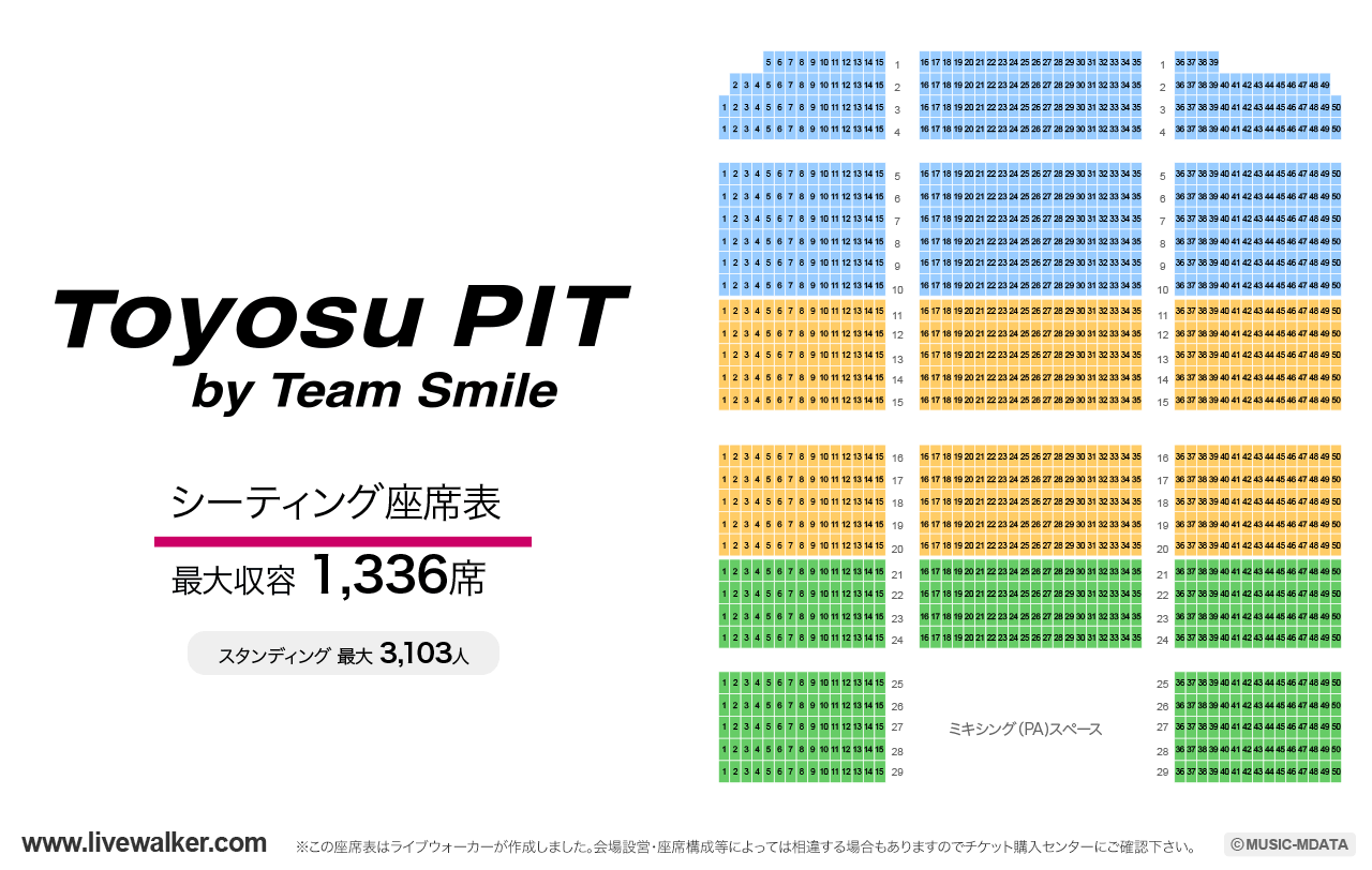 豊洲PITシーティング（座席）の座席表