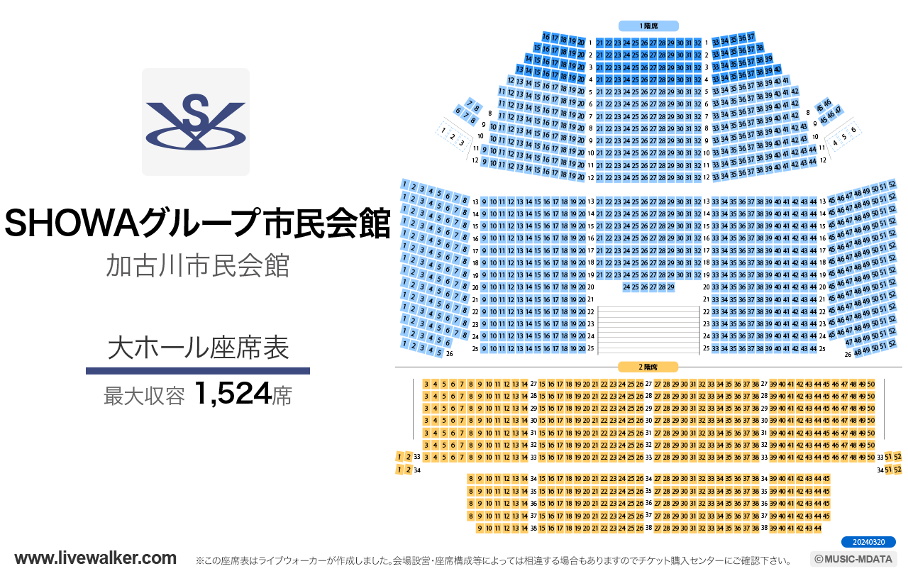 加古川市民会館大ホールの座席表