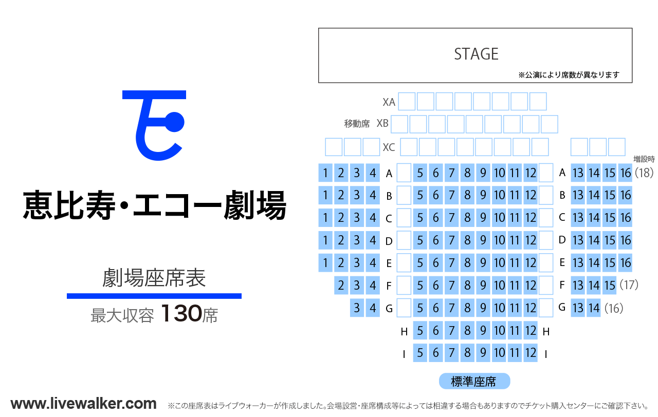 恵比寿・エコー劇場劇場の座席表
