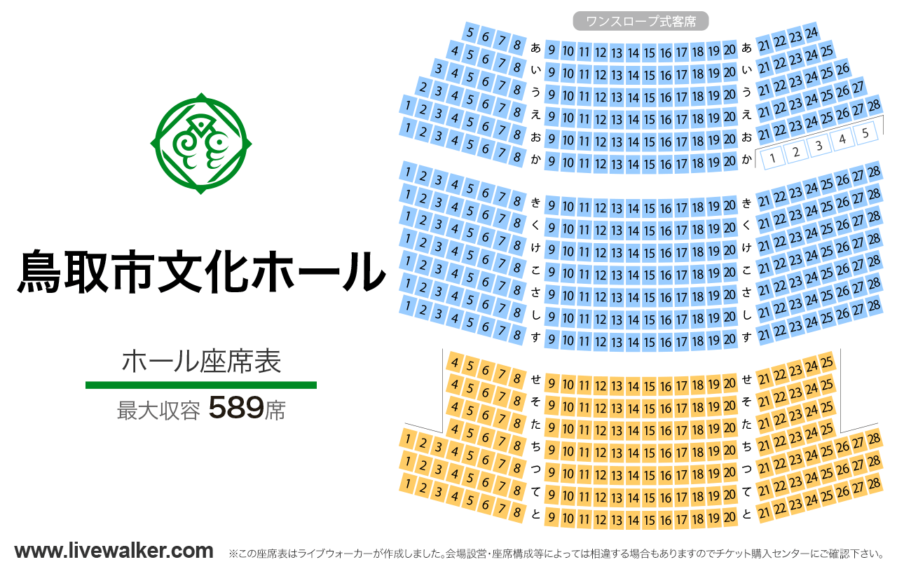 鳥取市文化ホールホールの座席表