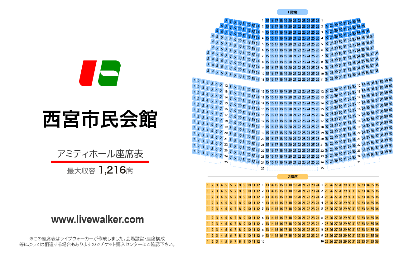 西宮市民会館アミティ・ベイコムホールアミティ・ベイコムホールの座席表