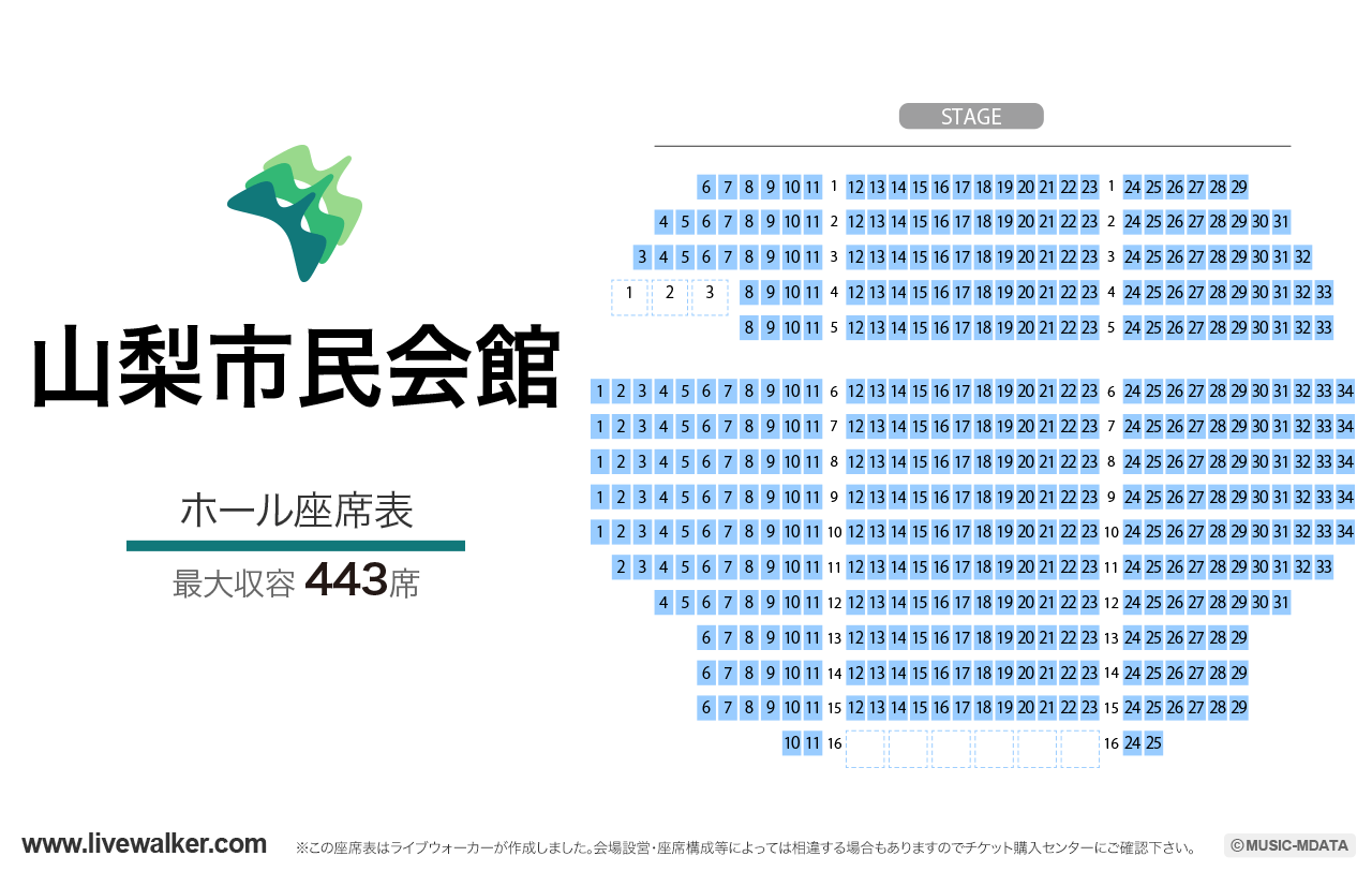 山梨市民会館の座席表