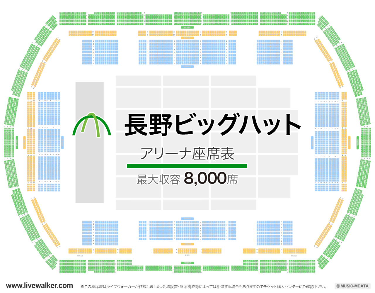 長野ビッグハットアリーナの座席表