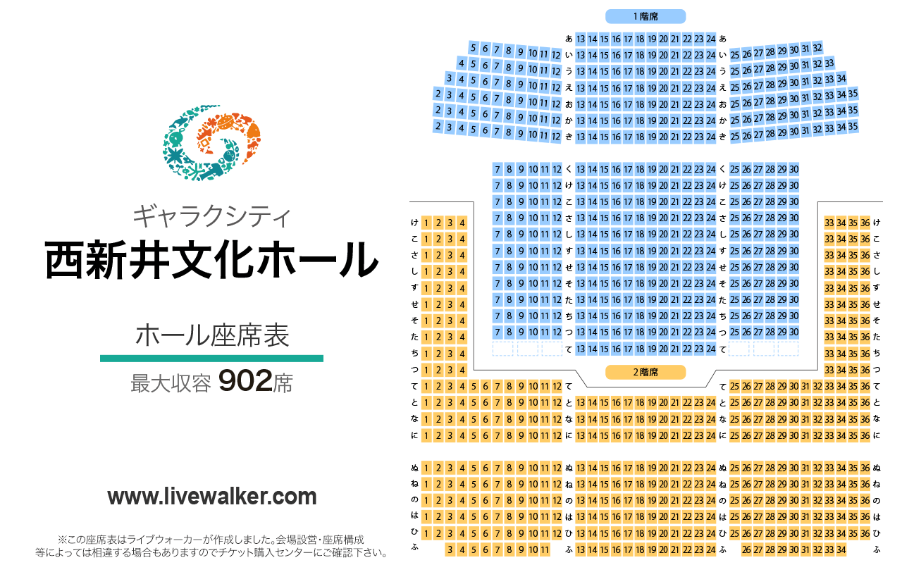 西新井文化ホール（ギャラクホール）ギャラクホールの座席表
