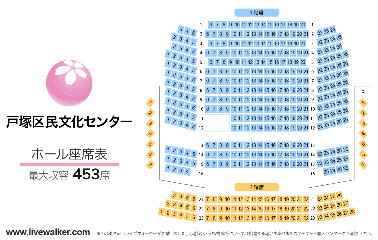 戸塚区民文化センターさくらプラザホールの座席表