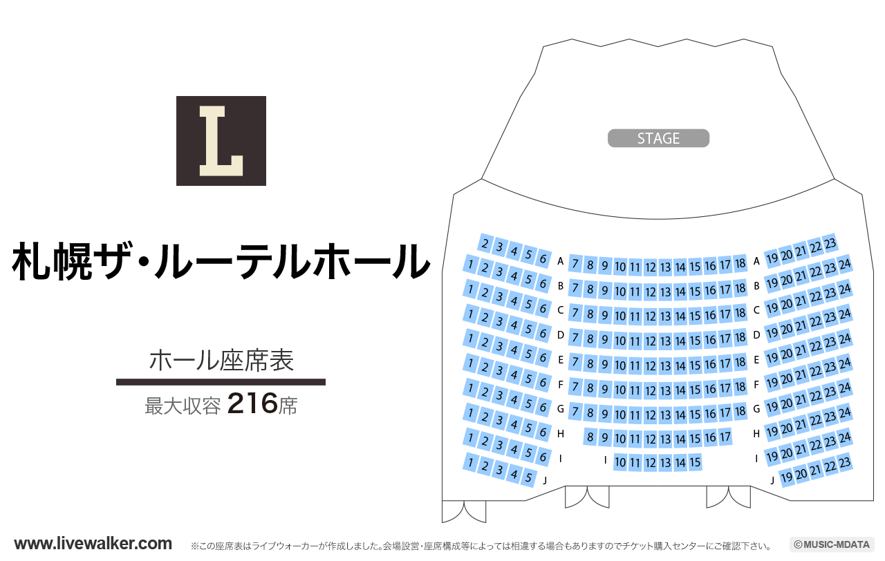札幌ザ・ルーテルホールの座席表