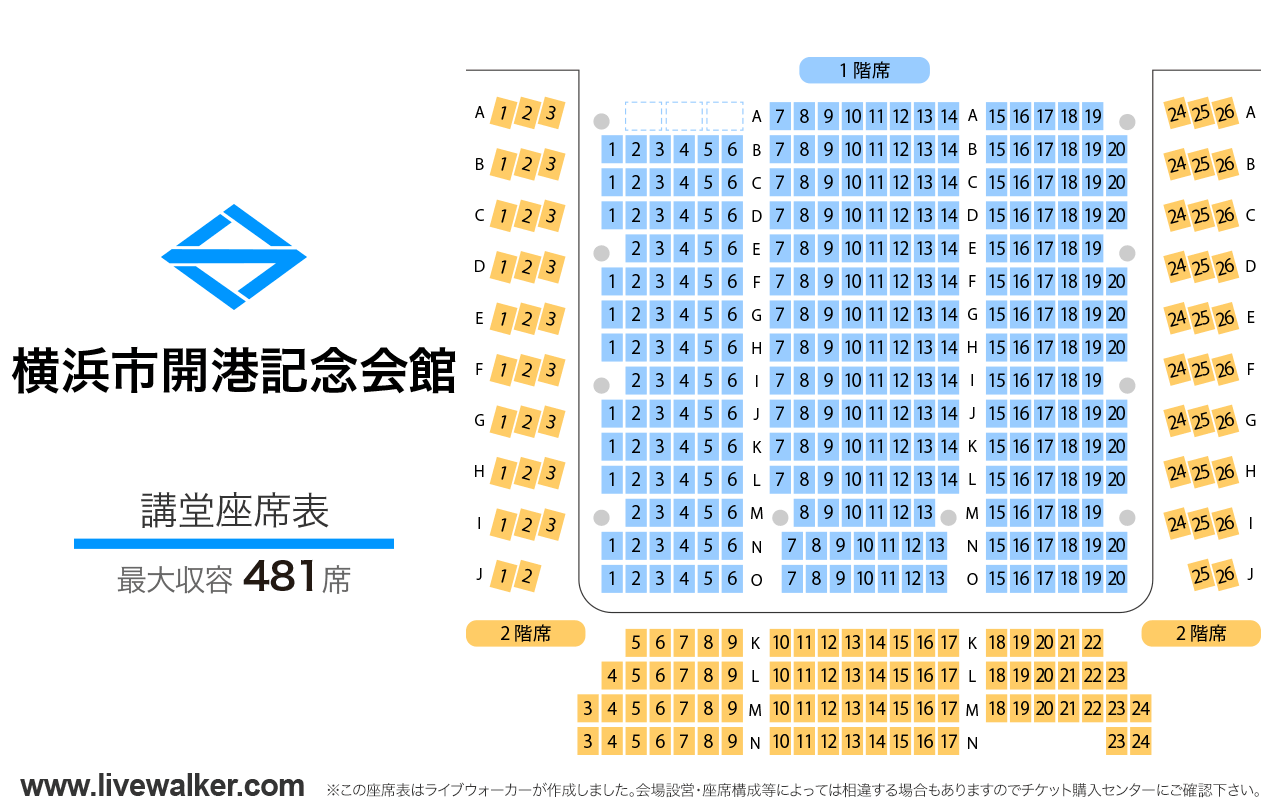 横浜市開港記念会館講堂の座席表
