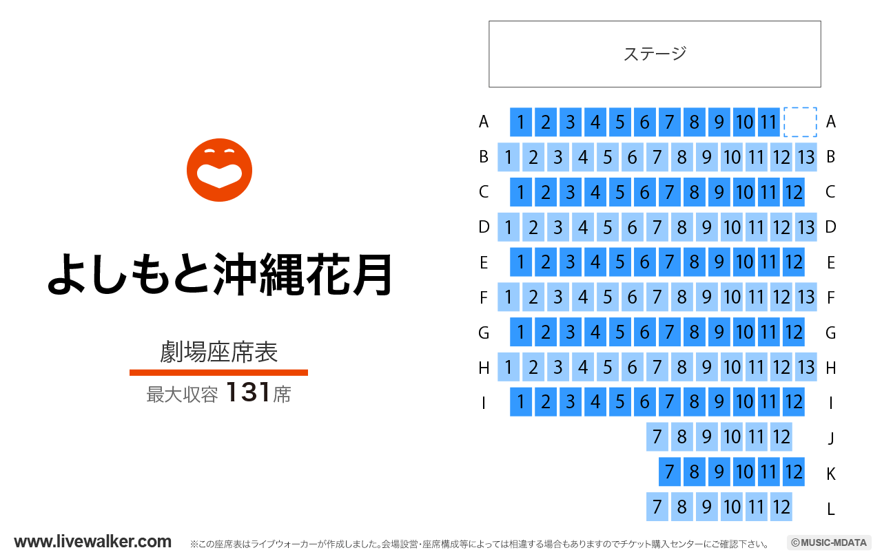 よしもと沖縄花月劇場の座席表