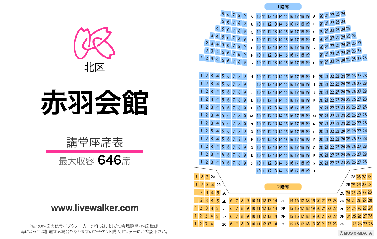 赤羽会館講堂の座席表