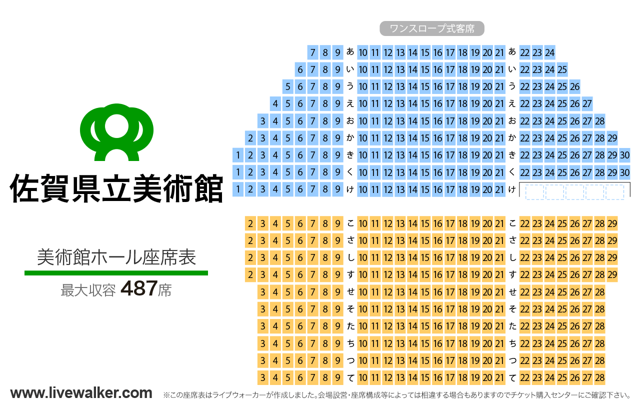 佐賀県立美術館美術館ホールの座席表