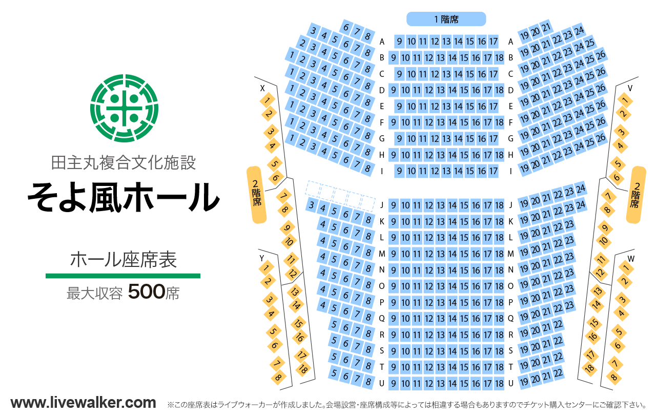 田主丸複合文化施設そよ風ホールホールの座席表