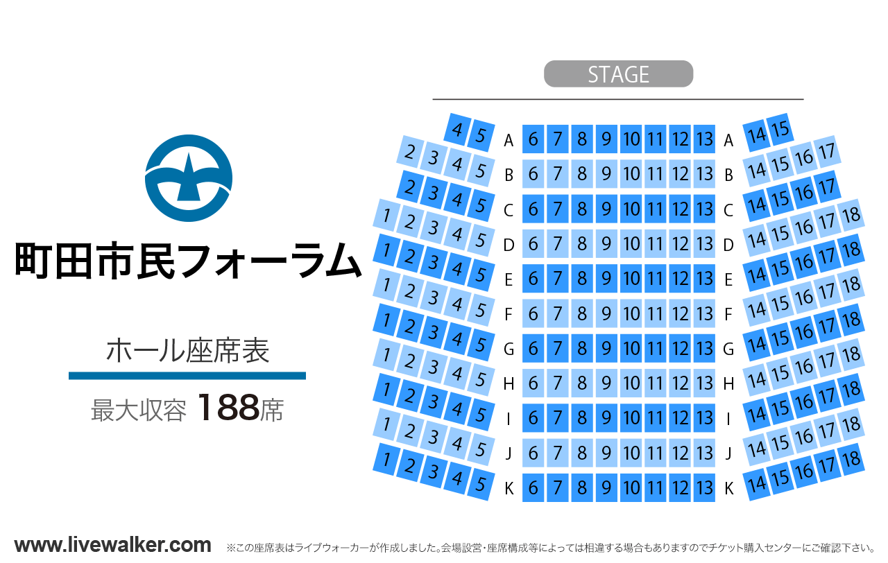 町田市民フォーラムホールの座席表