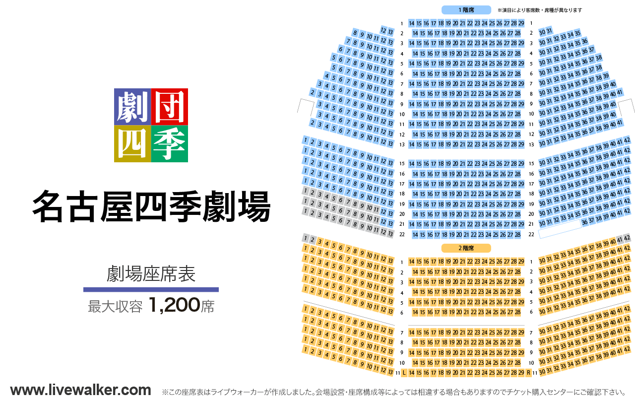 名古屋四季劇場劇場の座席表