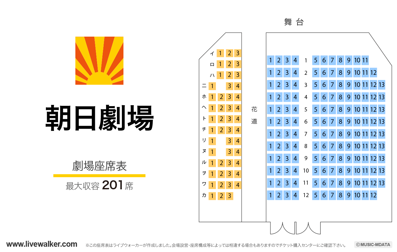 朝日劇場劇場の座席表