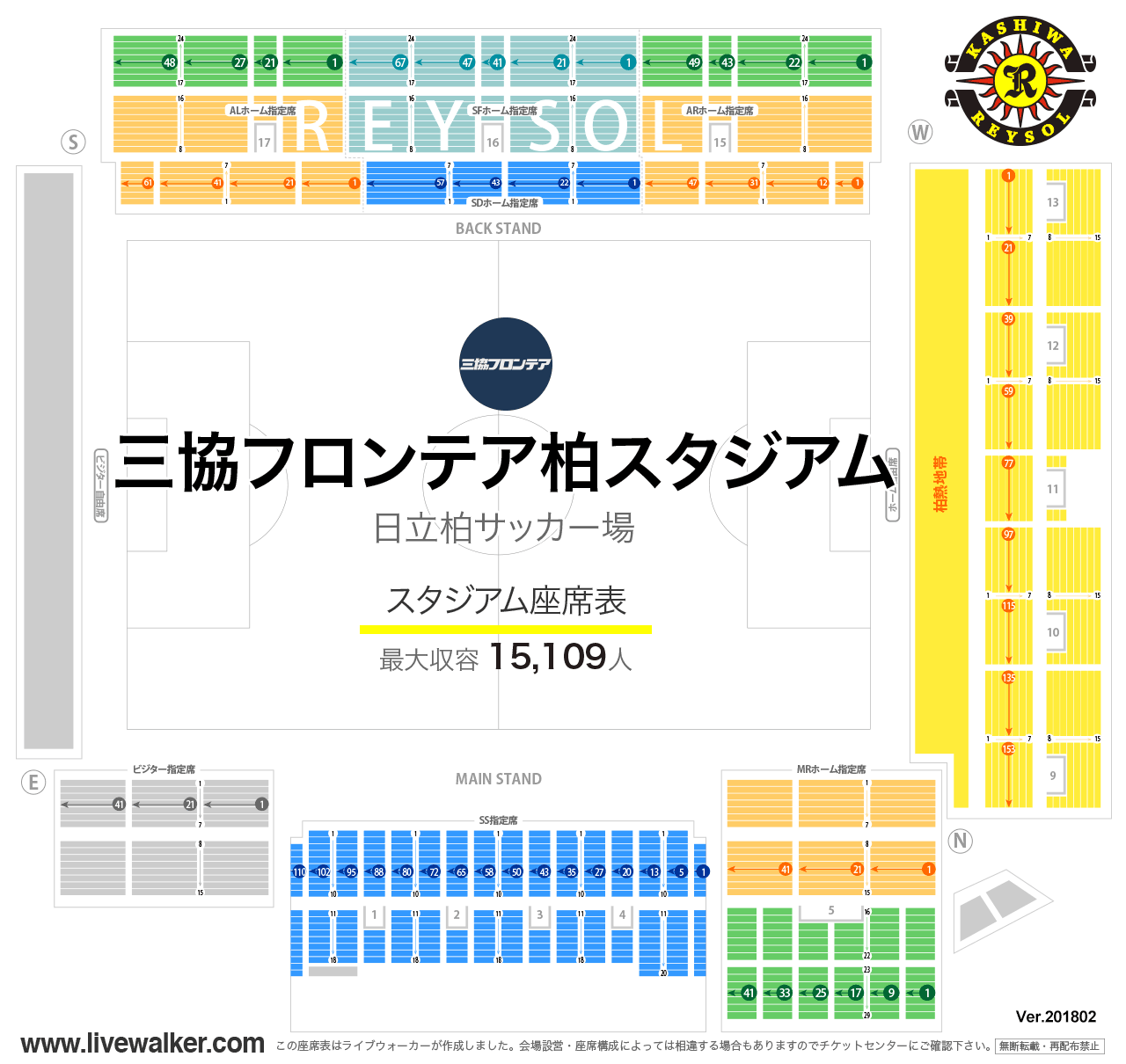 三協フロンテア柏スタジアムスタジアムの座席表