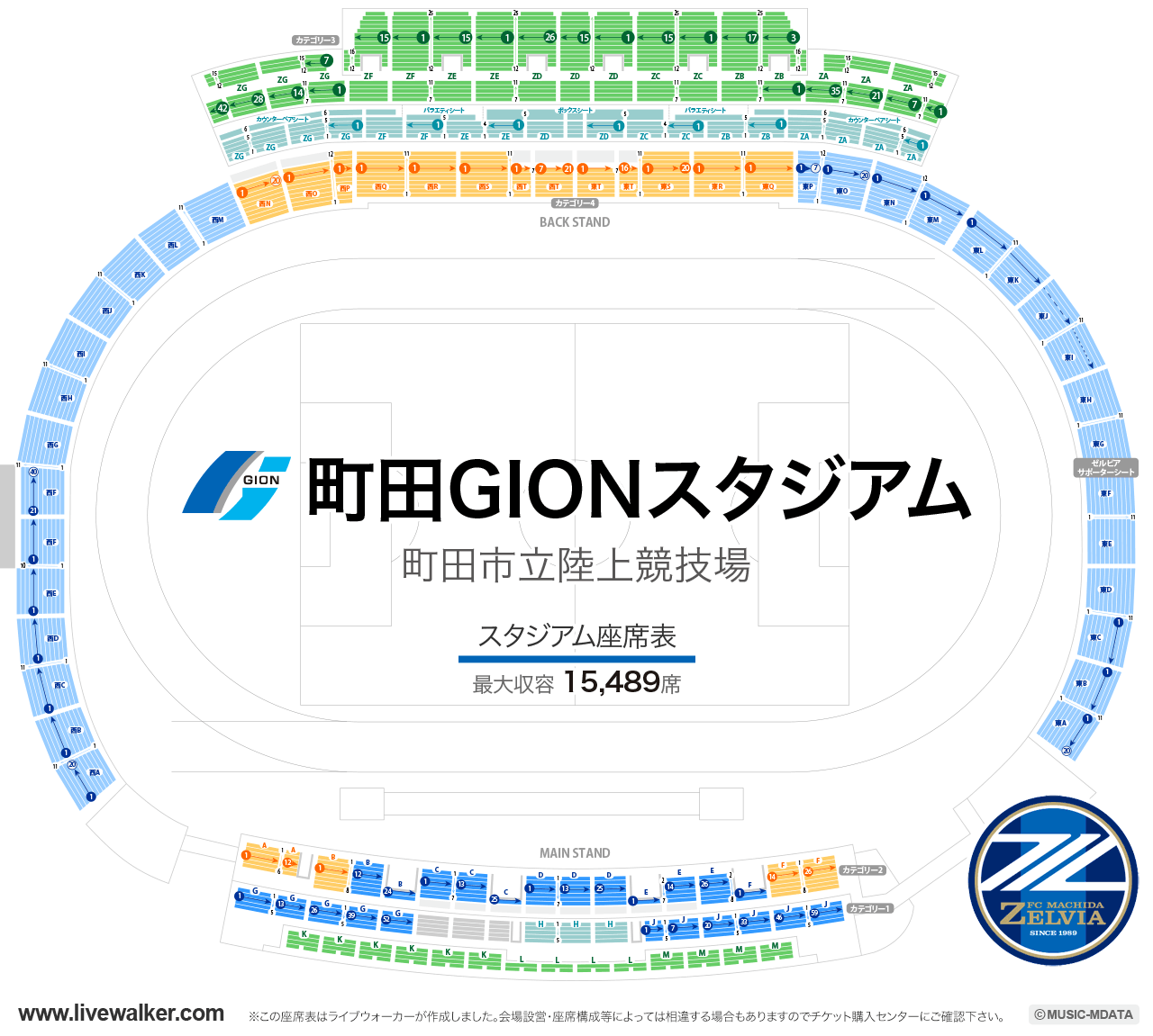 町田GIONスタジアムの座席表