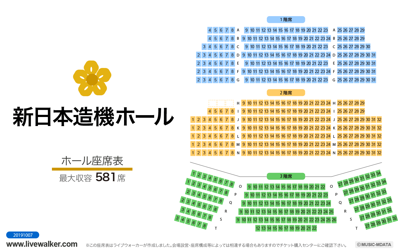 新日本造機ホールホールの座席表