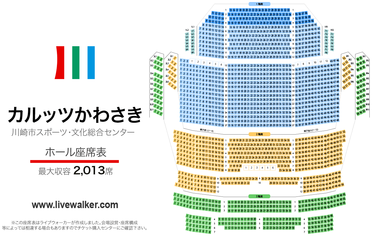 カルッツかわさき ホールホールの座席表