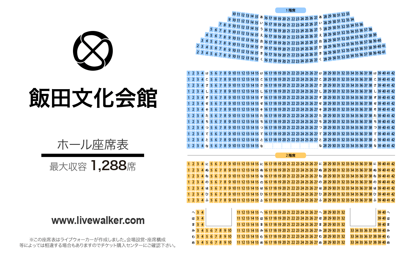 飯田文化会館ホールの座席表