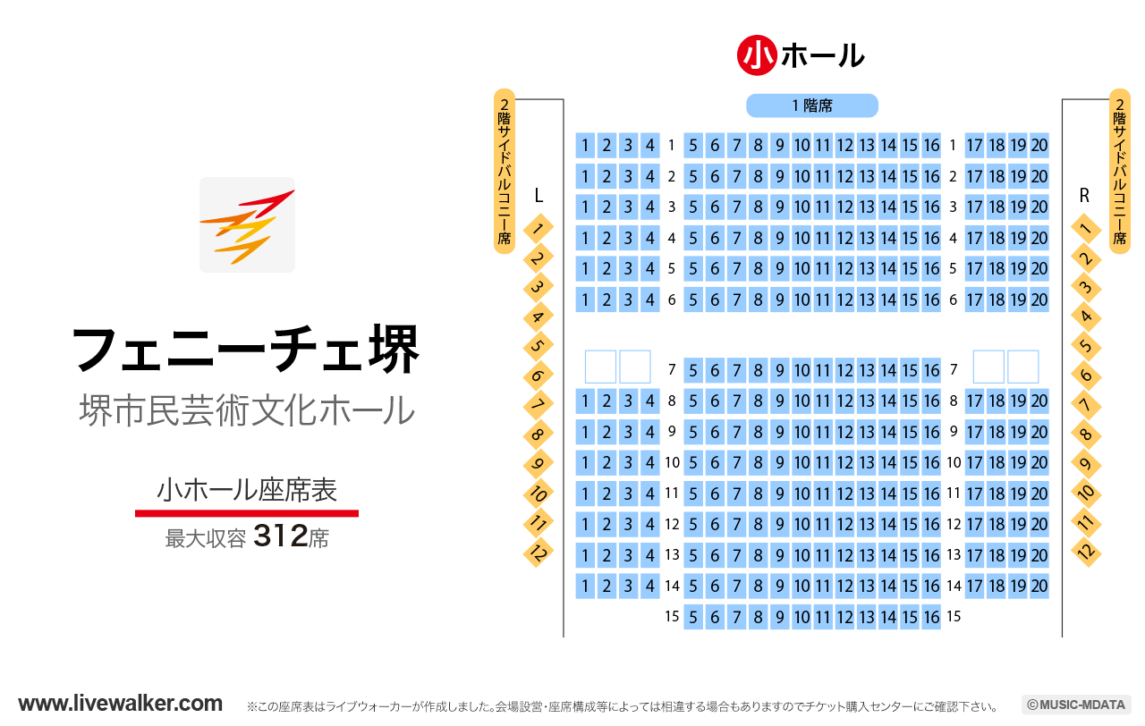 フェニーチェ堺小ホールの座席表