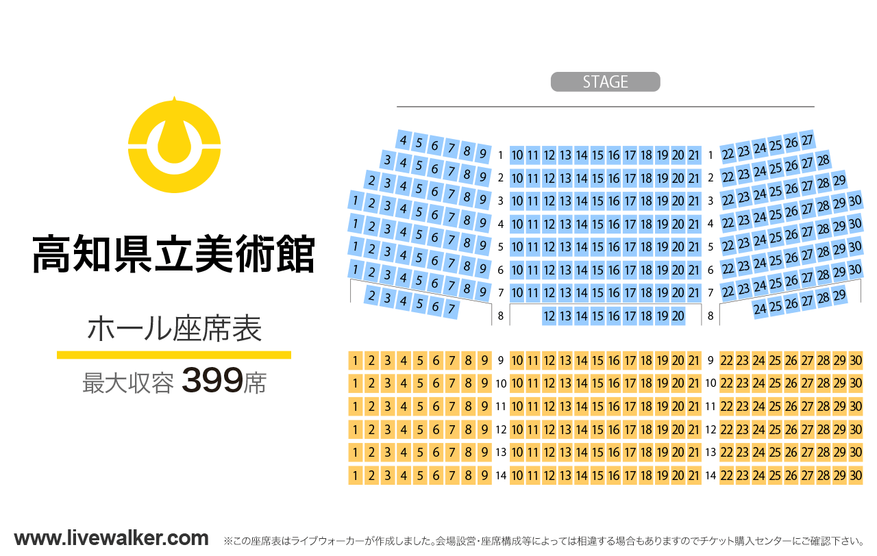 高知県立美術館ホールの座席表
