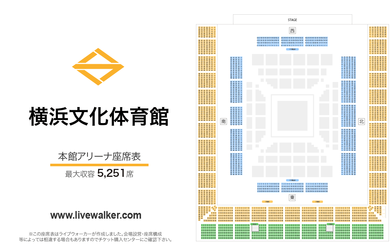 横浜文化体育館本館アリーナの座席表
