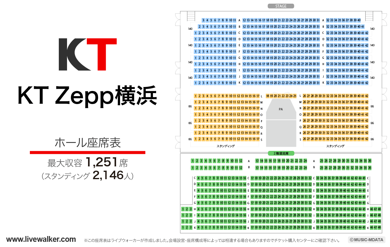 KT Zepp横浜ホールの座席表