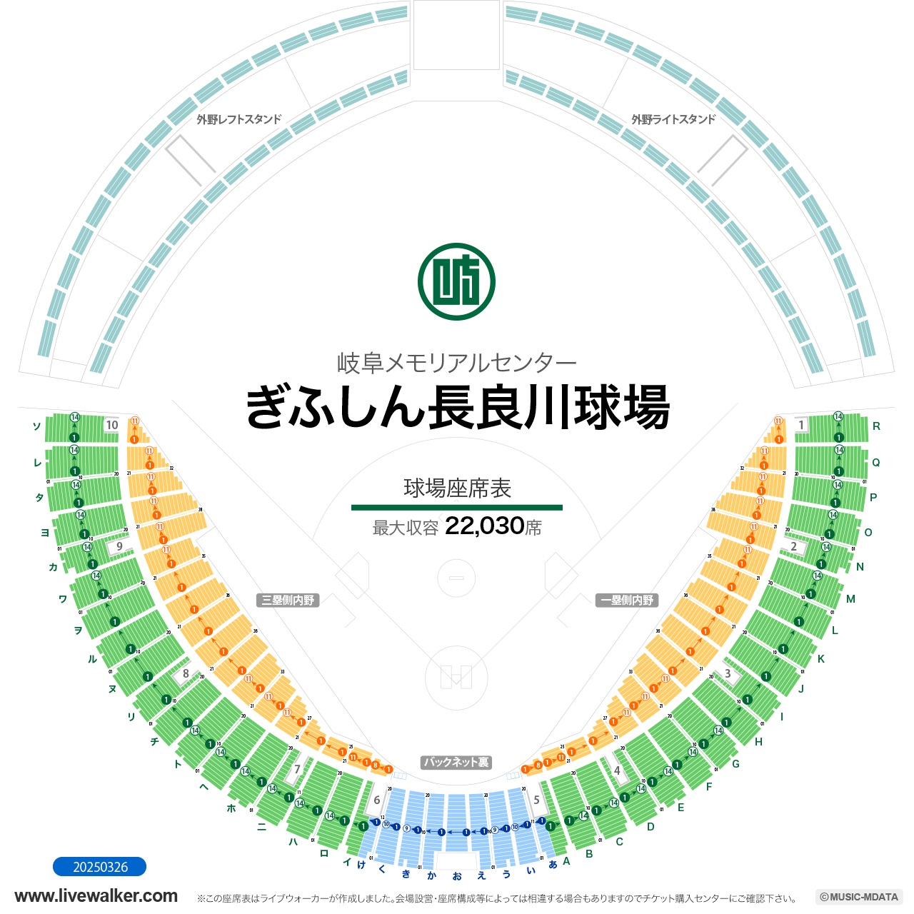 長良川球場球場の座席表