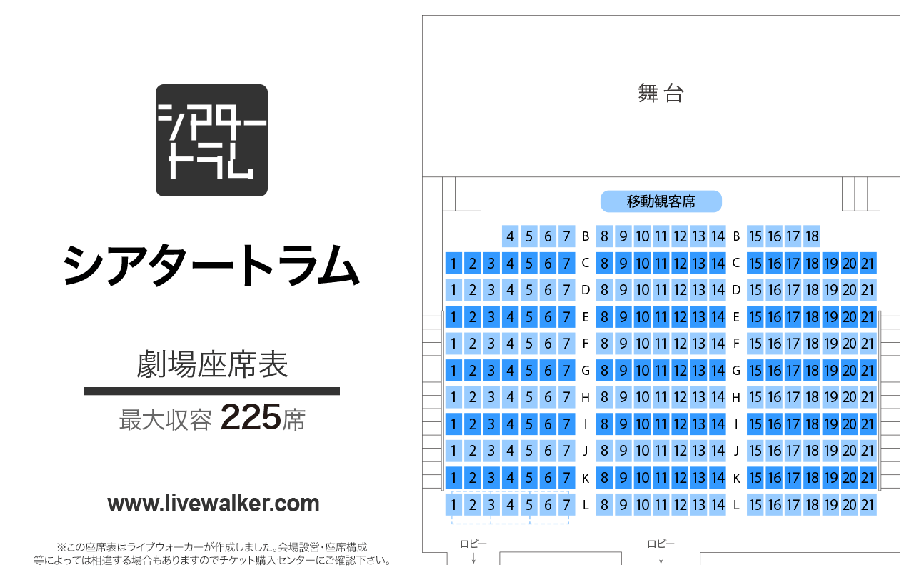シアタートラム劇場の座席表