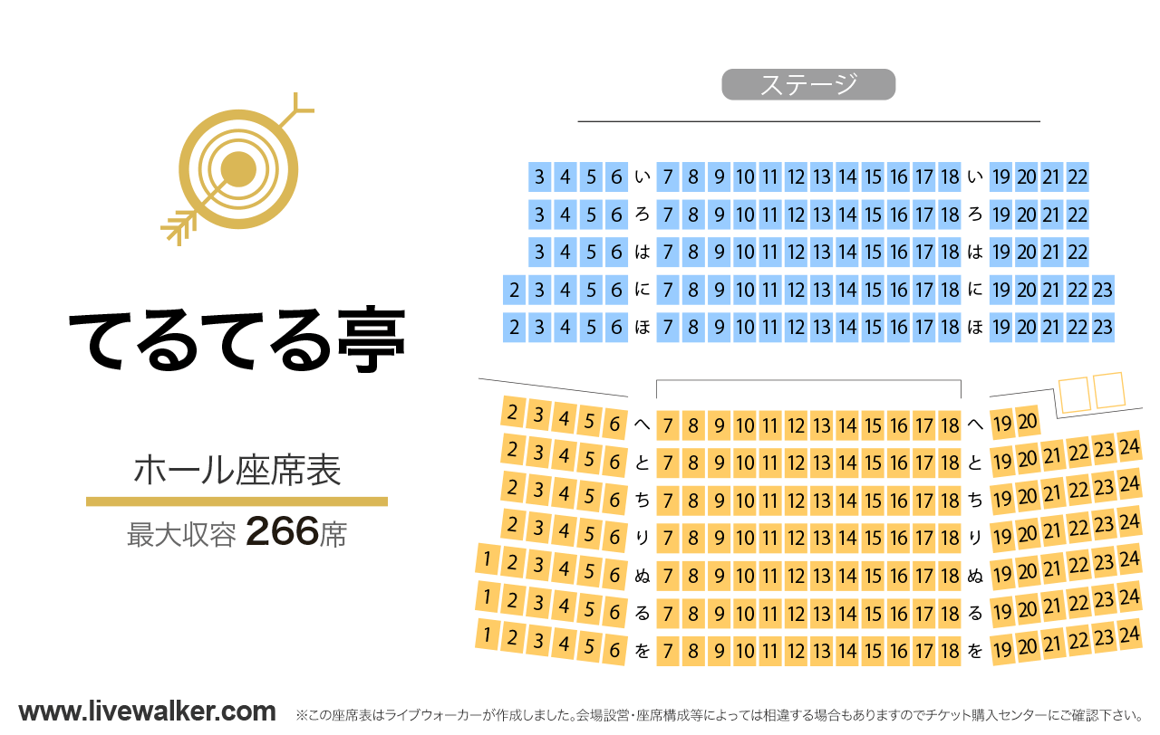 てるてる亭ホールの座席表