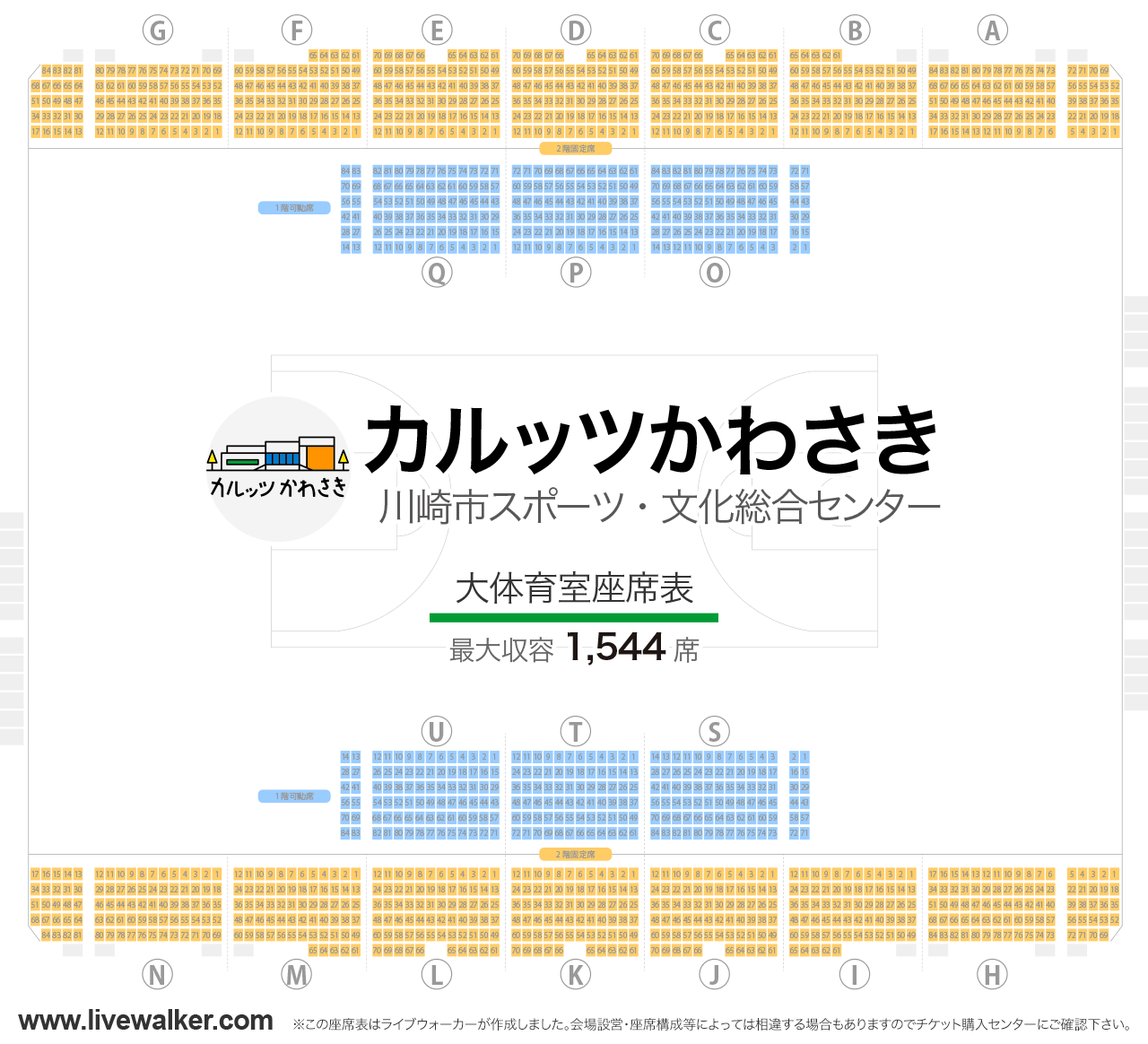 カルッツかわさき スポーツ大体育室の座席表