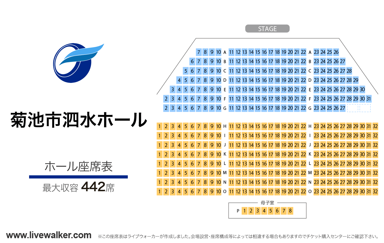 菊池市泗水ホールホールの座席表