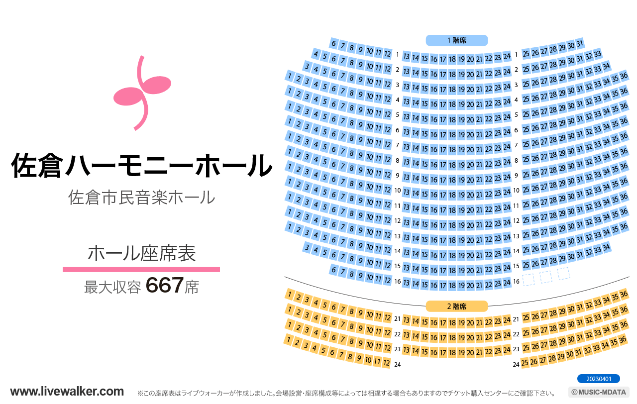 佐倉市民音楽ホールホールの座席表