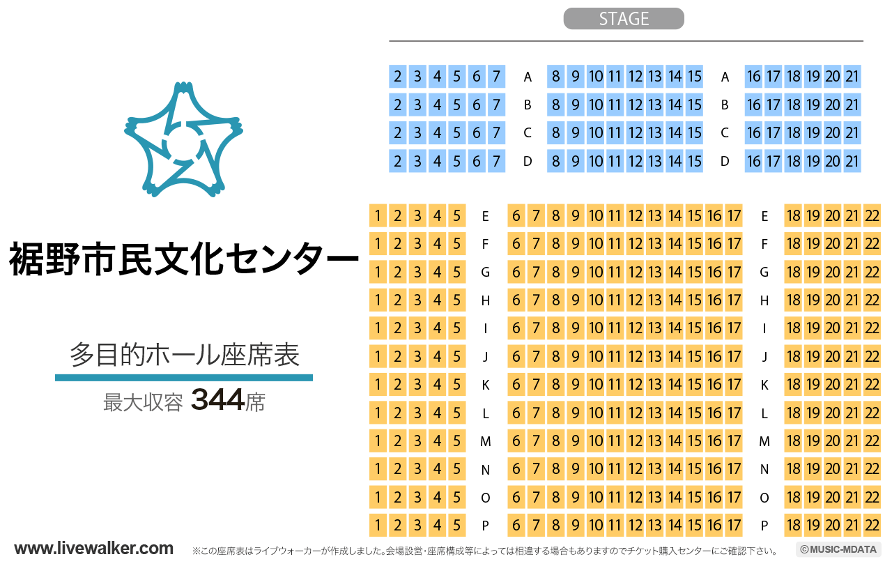 裾野市民文化センター多目的ホールの座席表