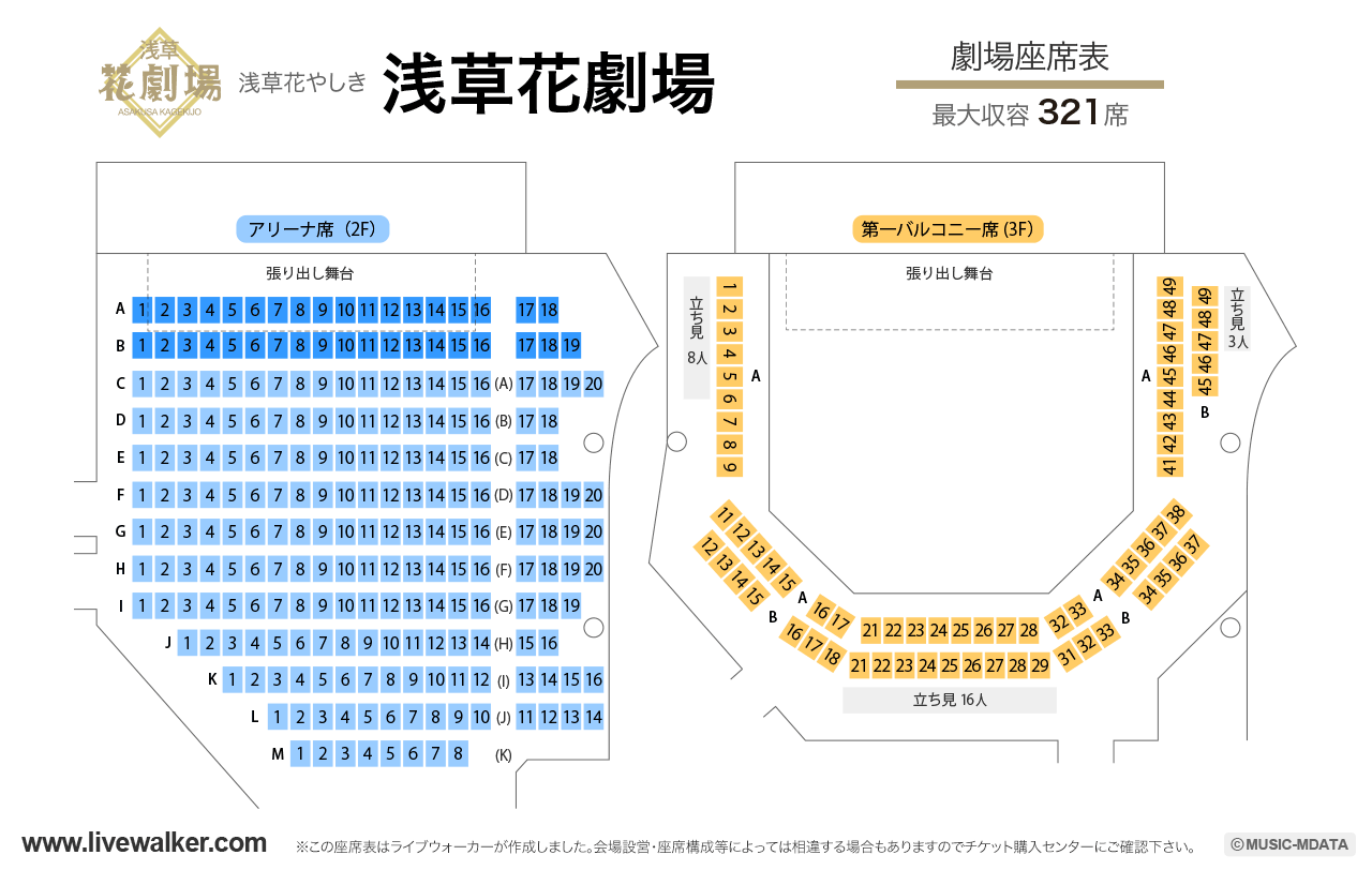 浅草花劇場劇場の座席表