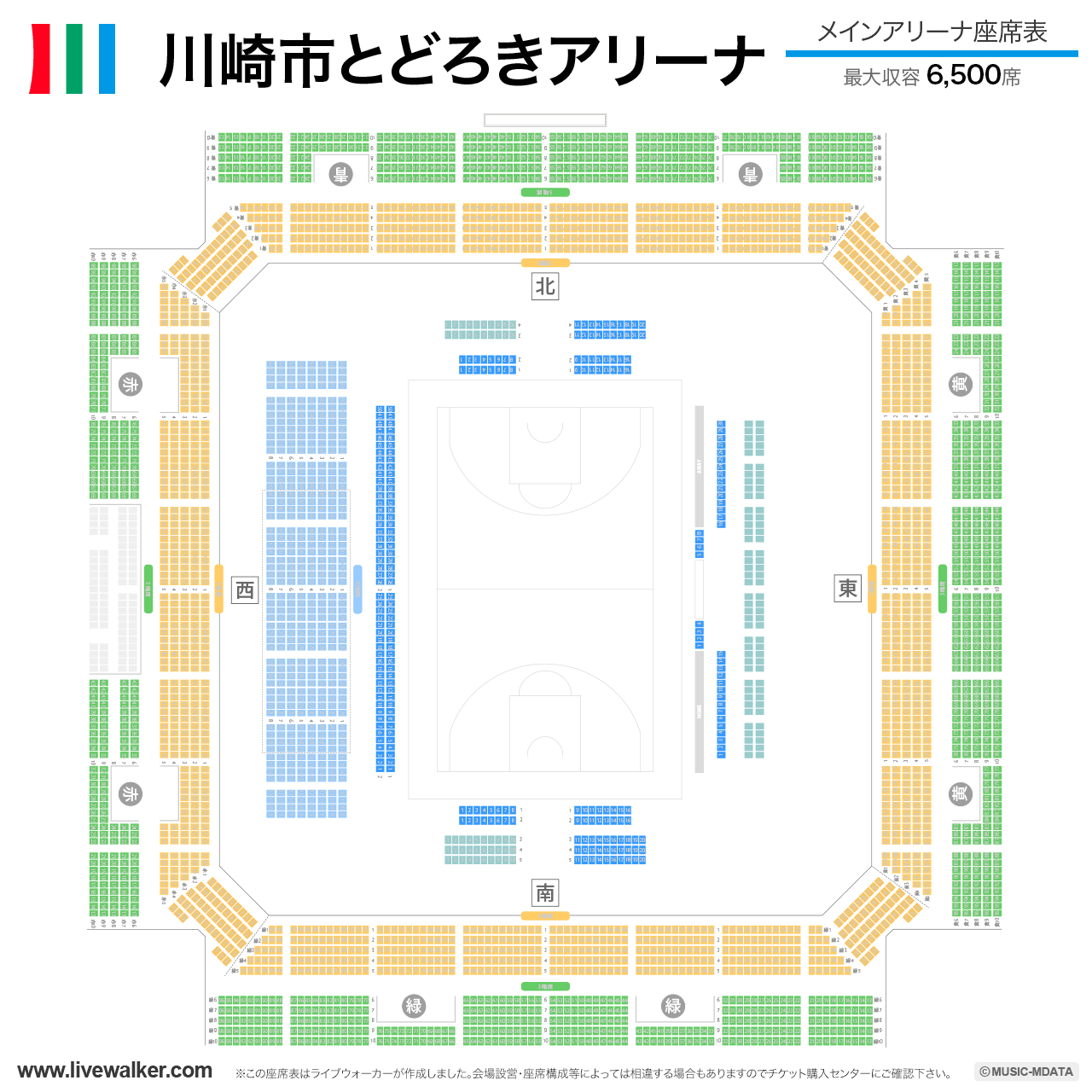 川崎市とどろきアリーナメインアリーナの座席表