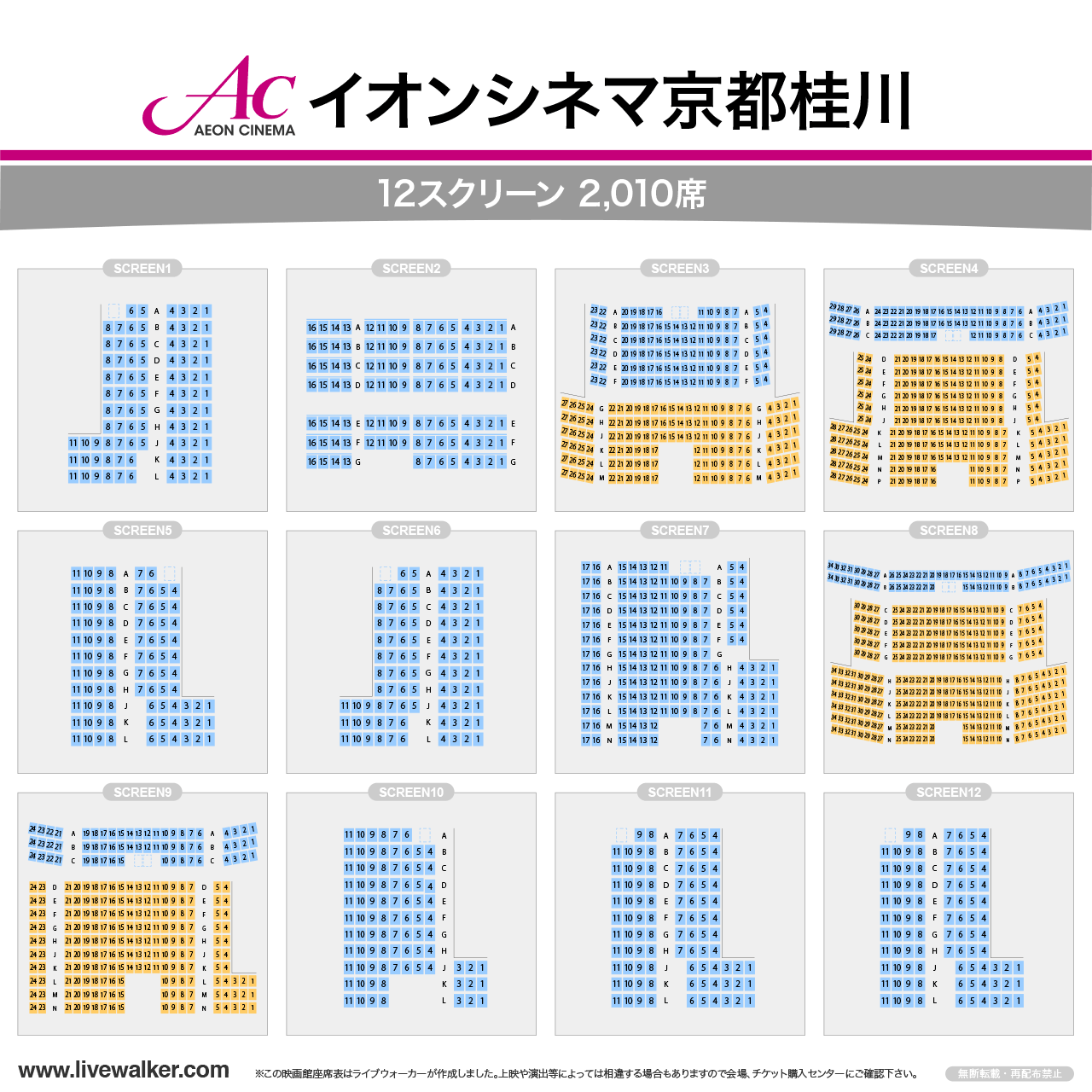 イオンシネマ京都桂川スクリーンの座席表
