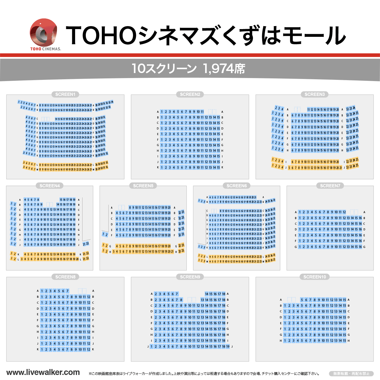 TOHOシネマズくずはモールスクリーンの座席表