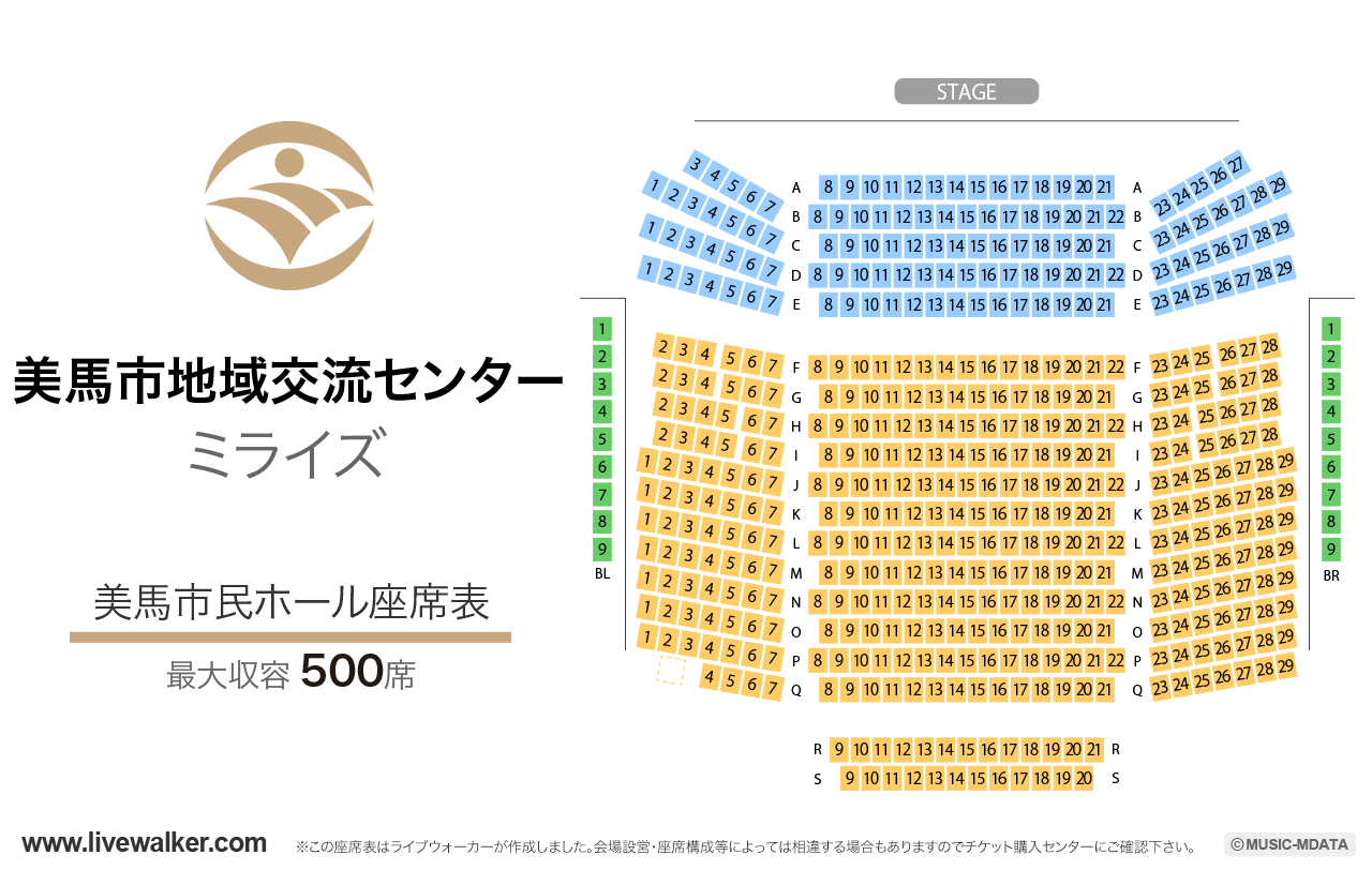 美馬市地域交流センター ミライズ美馬市民ホールの座席表