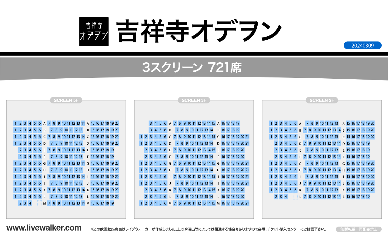 吉祥寺オデヲンスクリーンの座席表