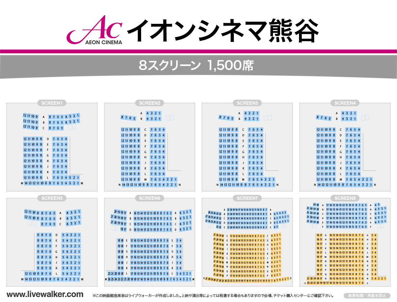 イオンシネマ熊谷スクリーンの座席表