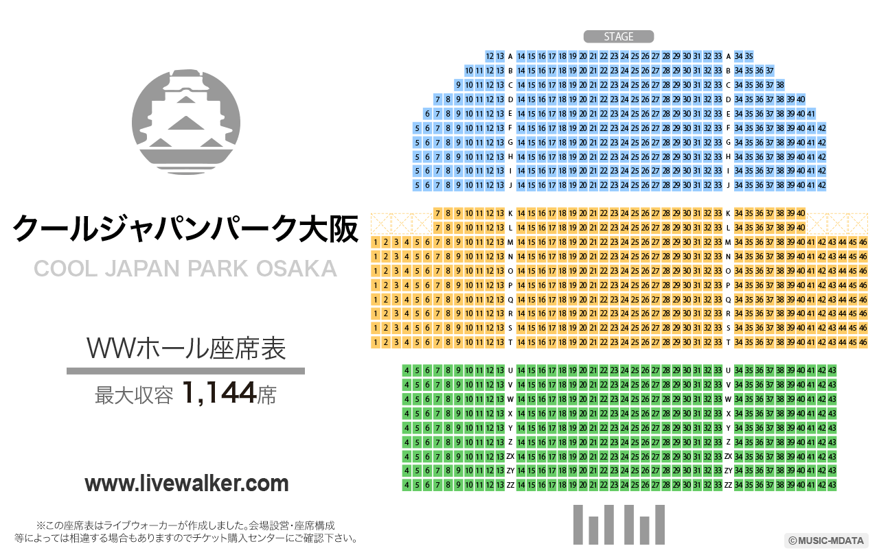 クールジャパンパーク大阪ＷＷホールの座席表