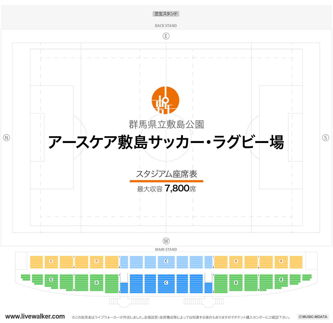 アースケア敷島サッカー・ラグビー場の座席表