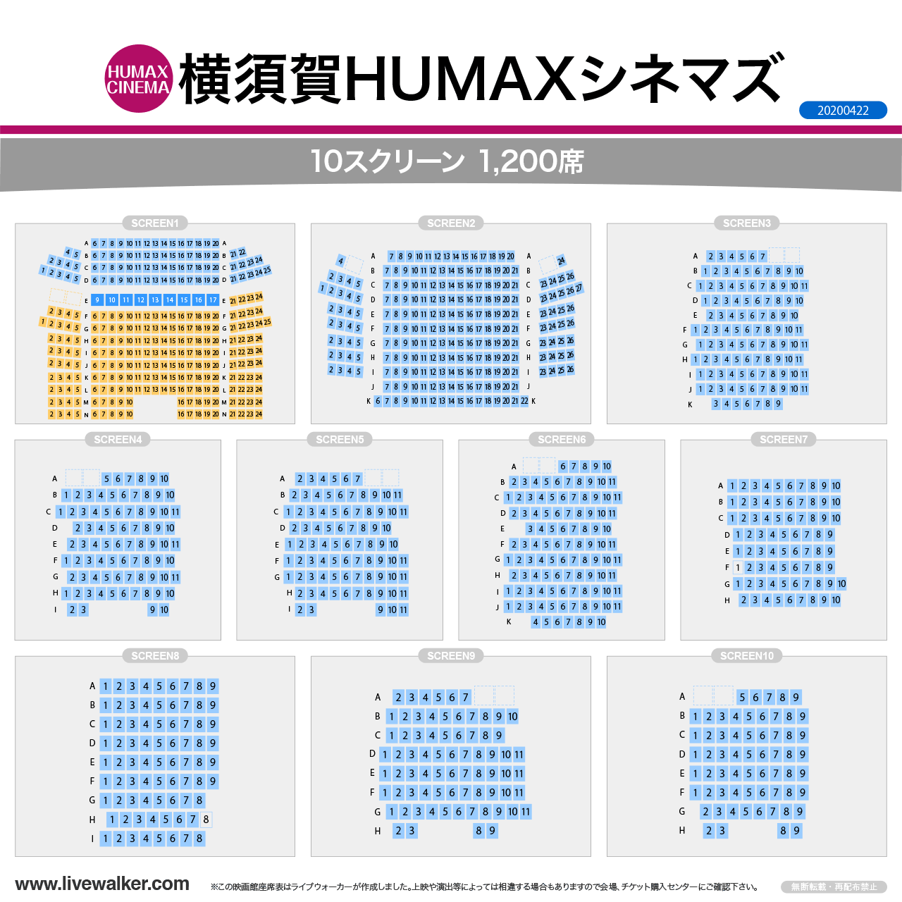 横須賀HUMAXシネマズシネマの座席表