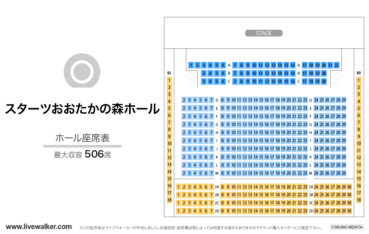 スターツおおたかの森ホールホールの座席表